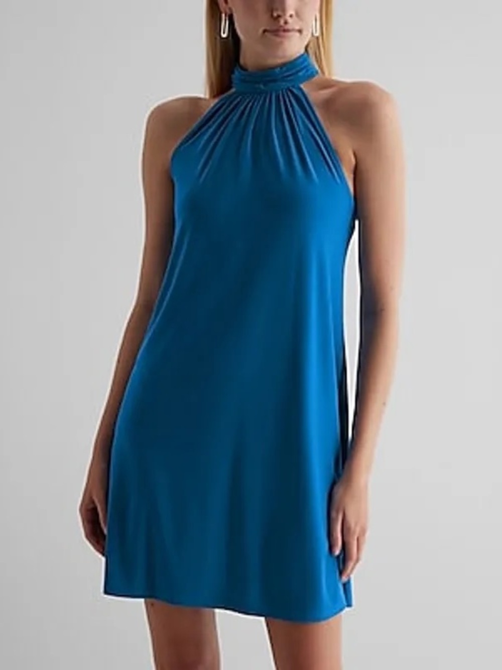Express Teal Blue Halter Mini Dress
